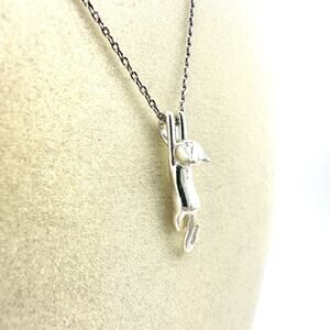 18” Lisa Angel Silver Plated Dainty Chain Hanging Kitten Cat Pendant Necklace